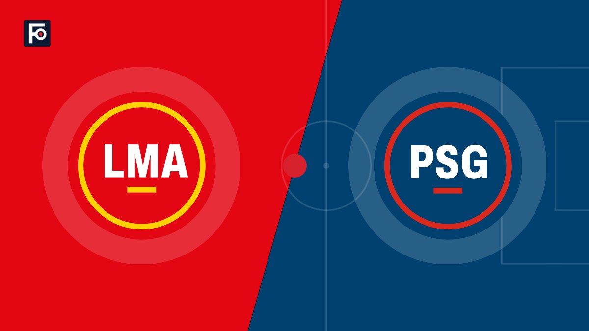 Visuel graphique Foot France aux couleurs de Le Mans FC et de Paris Saint-Germain