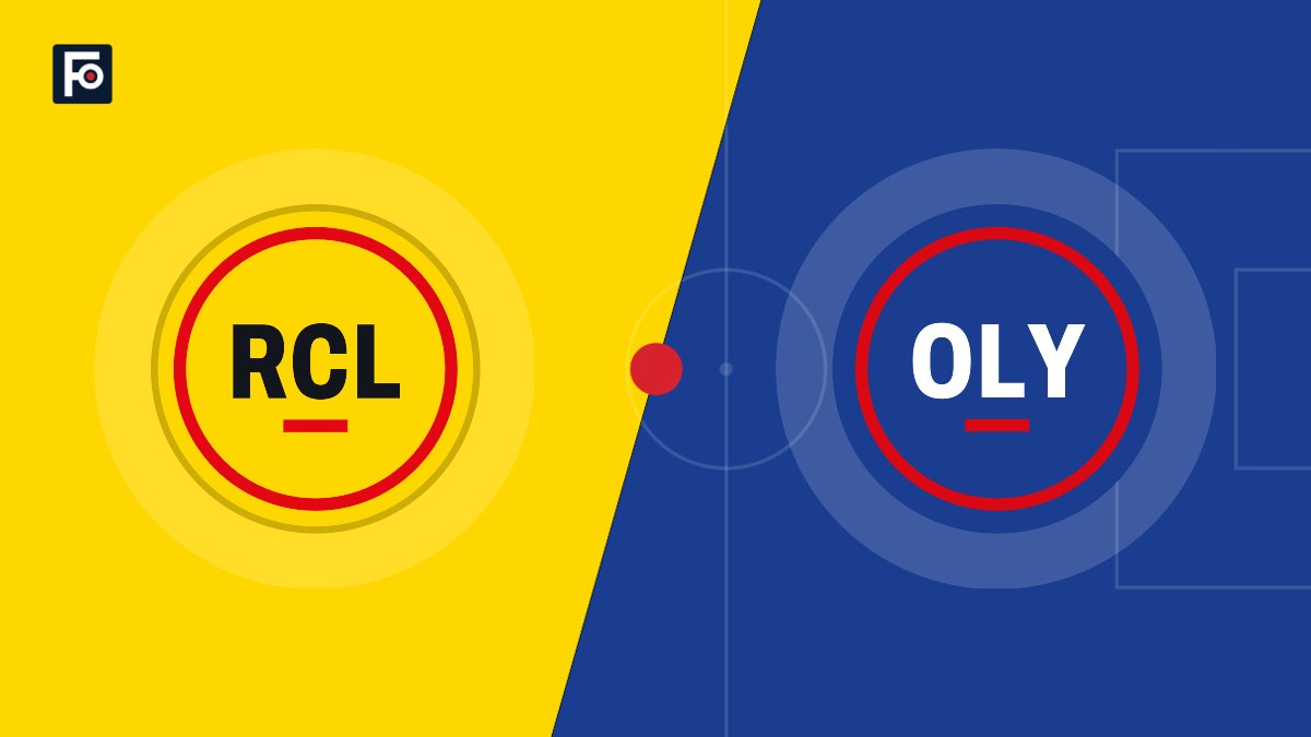 Visuel graphique Foot France aux couleurs de RC Lens et de Olympique Lyonnais